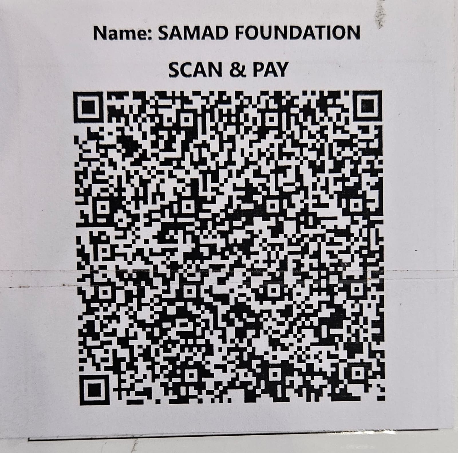 QR Code for Samad Foundation Donation